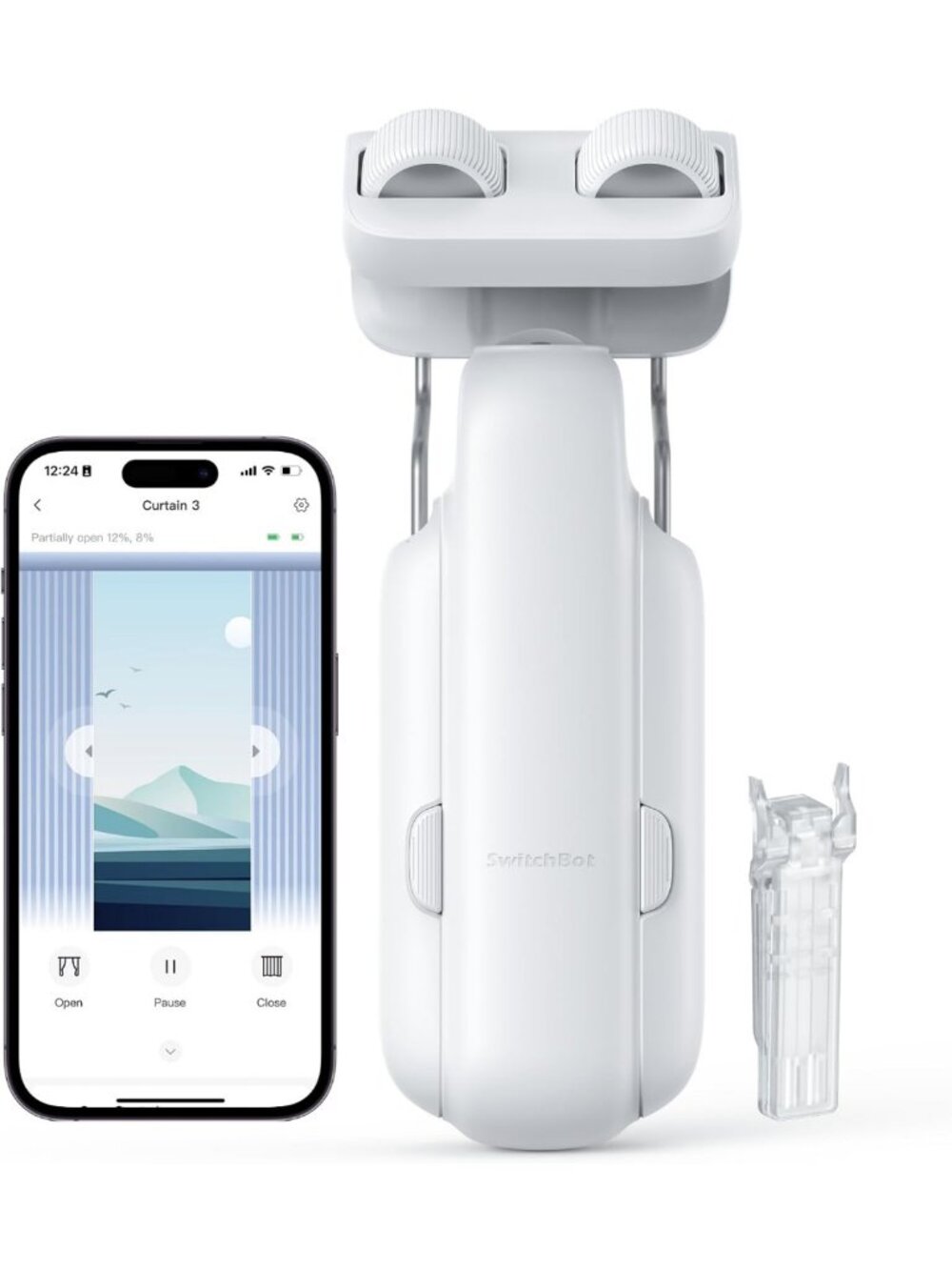 Smart Automatic Curtain Opener - Bluetooth Remote Control, App Timer, Alexa